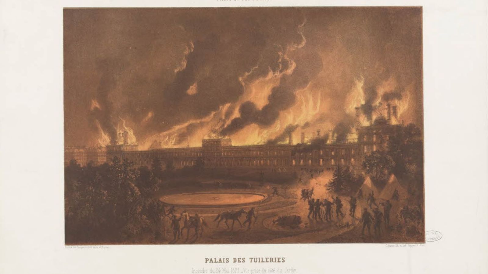 Palais des Tuileries in fire in 1871