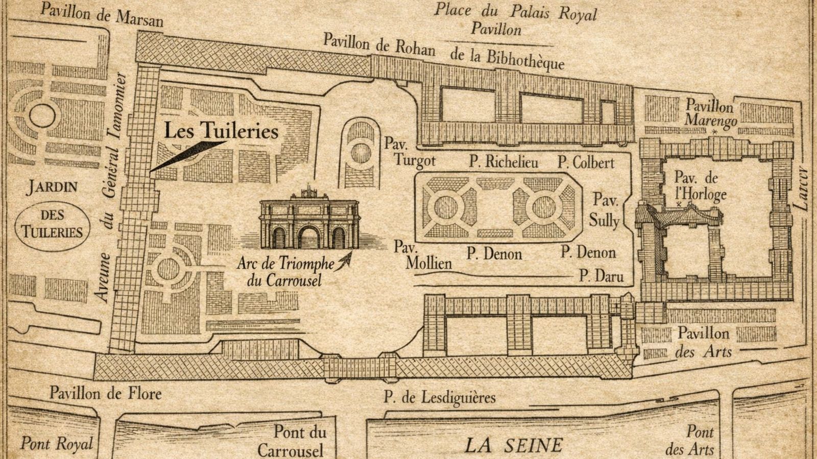 map of the Palais des Tuileries, Paris